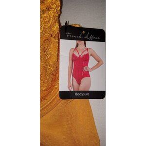 French Affair Lace Push-up Bodysuit Size XL Radiant Yellow New Lingerie